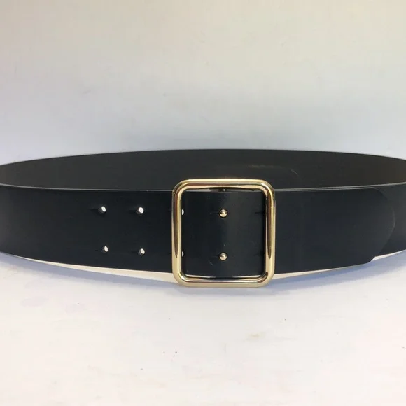 Black Gold Wide Band Vegan Leather Belt size XXL - Picture 9 of 12